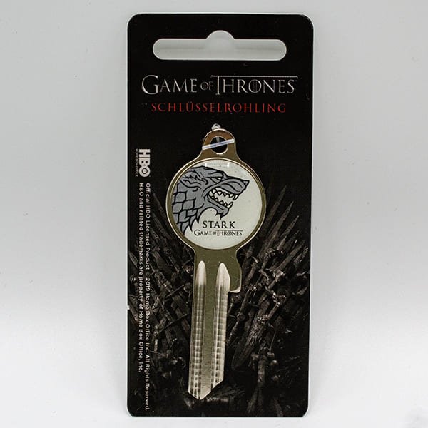 Haus Stark von Winterfell: Schlüsselrohling dem Wolfskopf auf weißem Hintergrund